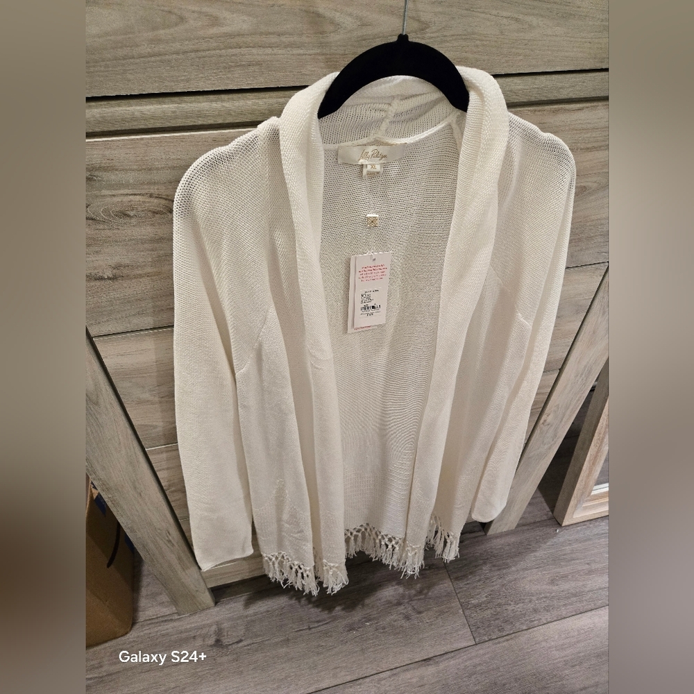 Lilly Pulitzer White Fringe Cardigan